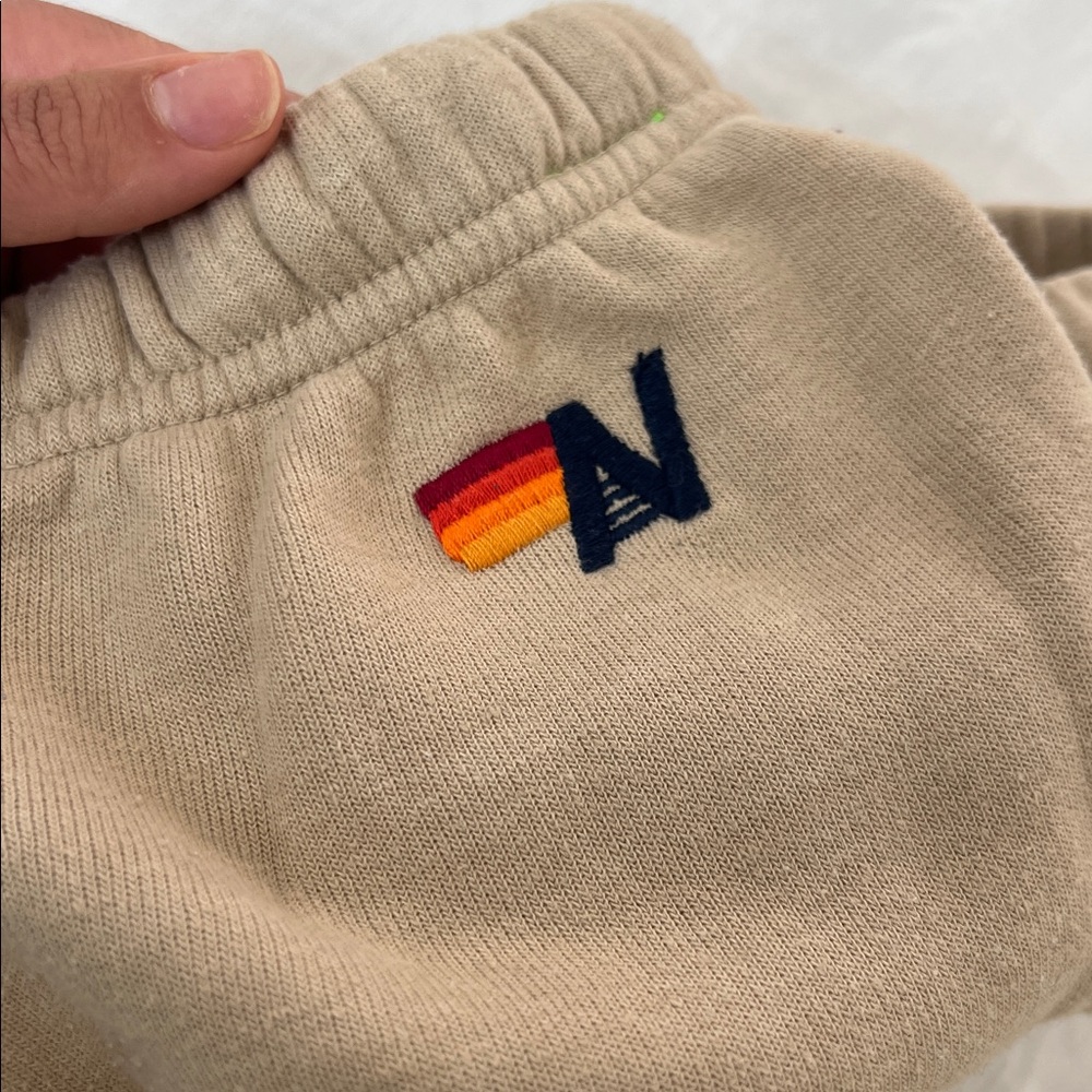 Aviator Nation Tan Sweatpants with Logo - Picture 2 of 4